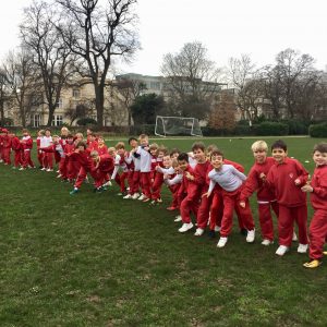 children attempting cross country